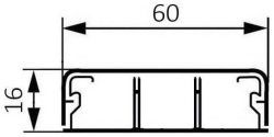 Миниплинтус DLPlus 60x16мм. с двумя перегородками 2,1м (белый) 030026