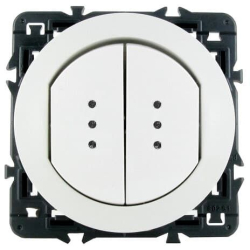 Влагозащищенный двухклавишный выключатель-переключатель Celiane с подсветкой (белый) 067001+067686+067804+080251