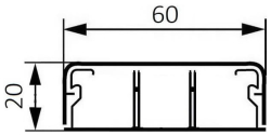 Миниплинтус DLPlus 60x20мм. двумя перегородками 2,1м (белый) 030114