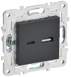 Розетка USB A+C 18Вт IEK SKANDY SK-R13G (графит) SK-U22-018-K53