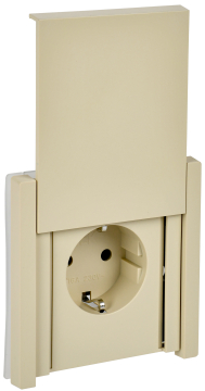 Розетка с крышкой FORTE&PIANO безвинтовые зажимы 16А IP44 FP419 (ваниль) FP-R16-16-1-44-K10