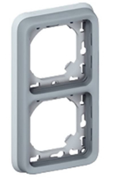 Рамка  вертикальная для встроенного монтажа с суппортом Plexo 2 поста (цвет серый) 069685