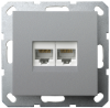 Розетка информационная RJ 45 двойная кат 6 JaSmart G (алюминий) G6108S