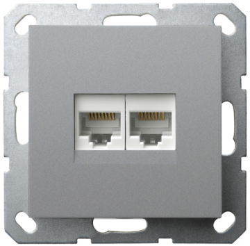 Розетка информационная RJ 45 двойная кат 6 JaSmart G (алюминий) G6108S
