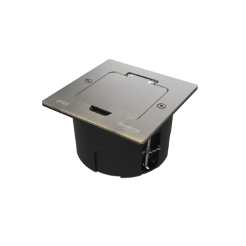 Лючок Systeme Elecrtic MultiDesk с розеткой IP44 с монтажной коробкой для стены, фальшпола, стола тип MDK21 (античная латунь) MDK21102BA