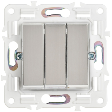Выключатель 3-клавишный IEK SKANDY 10А SK-V11N (никель) SK-V30-0-10-K50