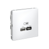 Розетка USB ArtGallery тип А/тип С высокоскор. заряд 45W QC PD (белый) GAL000129