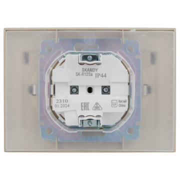Розетка 2-ая с/з с крышкой 16А в сборе IP44 IEK SKANDY SK-R12Sa (песочный) SK-R26-16-44-K98-F