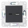 Розетка USB A+C 3,1А IEK SKANDY SK-R14G (графит) SK-U22-D31-K53