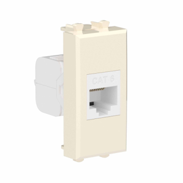 Компьютерная розетка DKC Avanti RJ-45 кат. 6 без шторки 1 модуль (ванильная дымка) 4405691