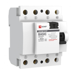 УЗО EKF Basic ВДT-40 4P 25А 30мА тип AC электронное elcb-4-25-30e-sim