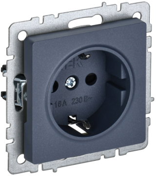 Розетка с заземлением 16А IEK BRITE маренго (РС11-1-0-БрМ) BR-R11-16-K35