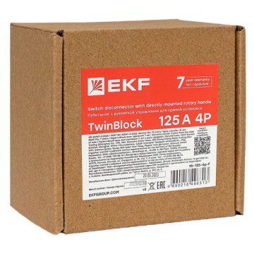 Рубильник EKF TwinBlock 125A 4P c рукояткой управления для прямой установки tb-125-4p-f