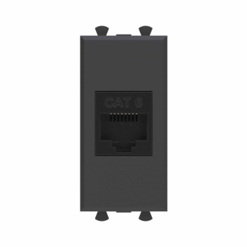 Компьютерная розетка DKC Avanti RJ-45 без шторки кат. 6 1 модуль (черный матовый) 4412691