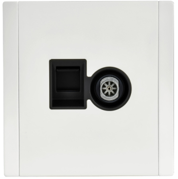 Розетка TV+RJ45 кат.6 FORTE&PIANO FP237M (металл белый) FP-AK20-2-M-K01