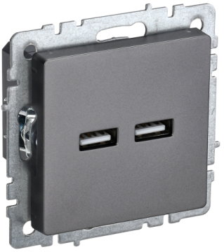 Розетка USB BRITE A+A 3,1А сталь РЮ10-1-БрС BR-U21-D31-K46