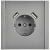 Зарядка USB (А+A) с розеткой FORTE&PIANO 3,1А FP545 (сталь) FP-R14-16-U21-D31-K46