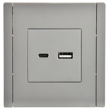 Розетка USB A+C FORTE&PIANO 3,1А FP550 (сталь) FP-U22-D31-K46