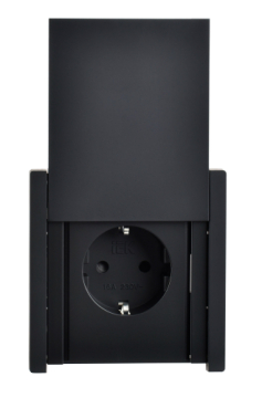 Розетка с крышкой FORTE&PIANO безвинтовые зажимы 16А IP44 FP119 (черный) FP-R16-16-1-44-K02