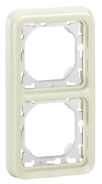 Рамка вертикальная для встроенного монтажа с суппортом Plexo 2 поста (белая) 069696