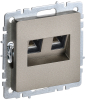 Розетка компьютерная двойная BRITE RJ45 кат.6 шампань РК11-2-БрШ BR-K20-2-K37