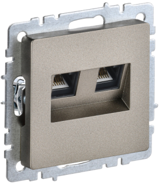 Розетка компьютерная двойная BRITE RJ45 кат.6 шампань РК11-2-БрШ BR-K20-2-K37
