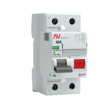 Устройство защитного отключения УЗО EKF AVERES DV 2P 63А 300мА тип A rccb-2-63-300-a-av