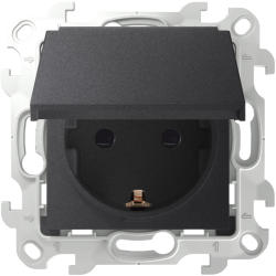 Розетка с крышкой влагозащищенная IP44 Simon 24 (графит) 2450448-038