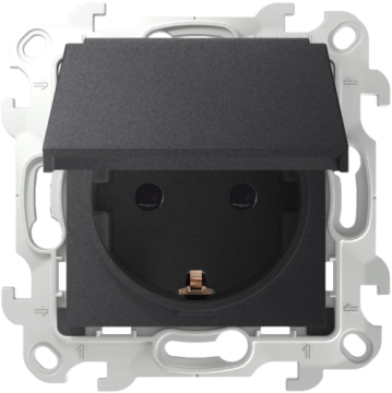 Розетка с крышкой влагозащищенная IP44 Simon 24 (графит) 2450448-038