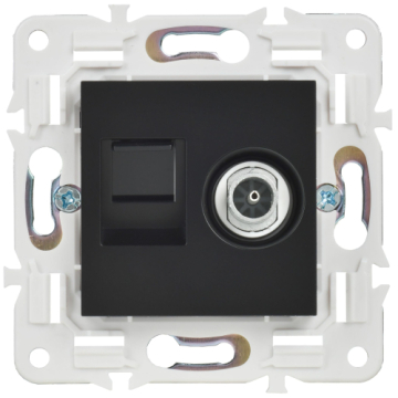 Розетка TV+RJ45 кат.6E IEK SKANDY SK-A15Bl (черный) SK-AK20-2-K02