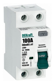 ВДТ DEKraft серии УЗО-03 2P 100A 300mA тип AC 6kA 14230DEK