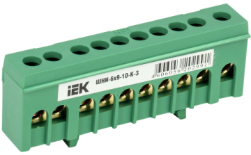IEK Шина PE земля в корп изол на DIN-рейку ШНИ-6х9-10-К-З YNN10-69-10KD-K06
