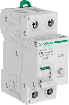 Дифференциальный автомат Systeme Electric Systeme9 (АВДТ) 1P+N B 32A 6kA 100мА Тип A электромеханический S9D47632
