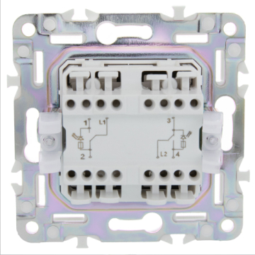 Выключатель проходной 2-клавишный IEK SKANDY с индикацией 10А SK-V10G (графит) SK-V22-1-10-K53