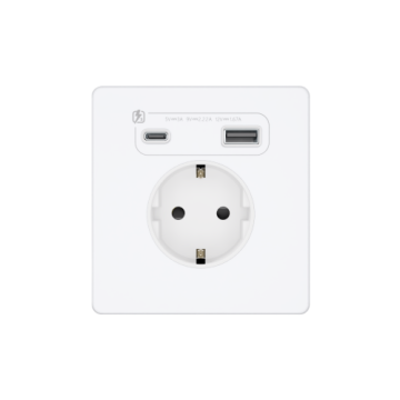 Зарядка USB А+С 20Вт с розеткой SE Systeme Infinity (арктический лед) FSE000132