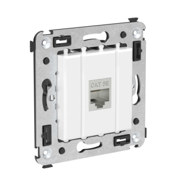 Компьютерная розетка Avanti RJ-45 без шторки в стену кат.5e одинарная экранированная (Белое облако) 4400763