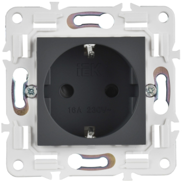 Розетка IEK SKANDY с заземлением со шторками 16А SK-R04G (графит) SK-R14-16-K53