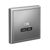 Розетка USB ArtGallery тип С высокоскор. заряд 65W QC PD (сталь) GAL000927