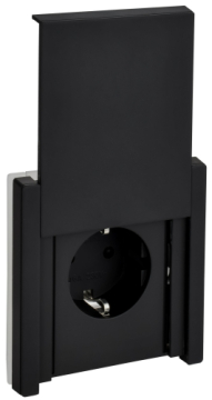 Розетка с крышкой FORTE&PIANO безвинтовые зажимы 16А IP44 FP119M (черынй металл) FP-R16-16-1-44-M-K02