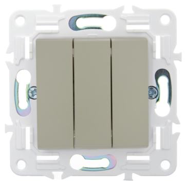 Выключатель 3-клавишный IEK SKANDY 10А SK-V11B (бежевый) SK-V30-0-10-K10