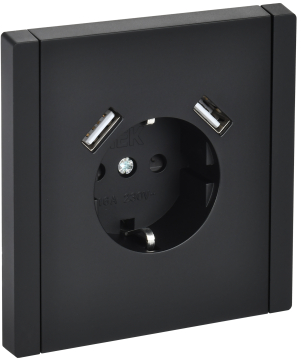 Зарядка USB (А+A) с розеткой FORTE&PIANO 3,1А FP145 (черный) FP-R14-16-U21-D31-K02