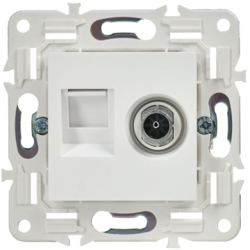 Розетка TV+RJ45 кат.6E IEK SKANDY SK-A15W (арктический белый) SK-AK20-2-K01