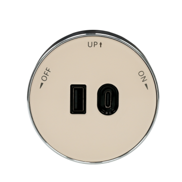 MultiTrack Systeme Electric Розетка 2хUSB тип А+С 18Вт, 5В/3А (песочный) MTK13003P