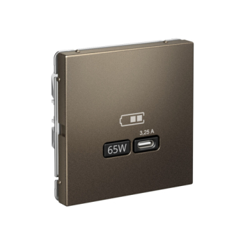Розетка USB ArtGallery тип С высокоскор. заряд 65W QC PD (мокко) GAL000627