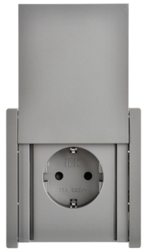 Розетка с крышкой FORTE&PIANO винтовое крепление 16А IP44 FP521 (сталь) FP-R16-16-44-K46