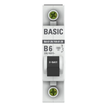 Автоматический выключатель EKF Basic ВА 47-29 1Р 6А 4,5кА (х-ка B) mcb4729-1-06-B