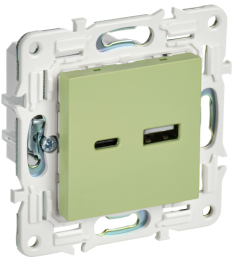Розетка USB A+C 18Вт IEK SKANDY SK-R13G (мятный) SK-U22-018-K06