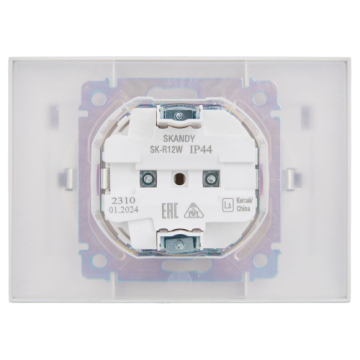Розетка 2-ая с/з с крышкой 16А в сборе IP44 IEK SKANDY SK-R12W (арктический белый) SK-R26-16-44-K01-F