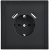 Зарядка USB (А+A) с розеткой FORTE&PIANO 3,1А FP145 (черный) FP-R14-16-U21-D31-K02