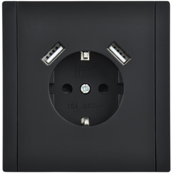 Зарядка USB (А+A) с розеткой FORTE&PIANO 3,1А FP145 (черный) FP-R14-16-U21-D31-K02